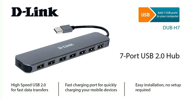 هاب 7 پورت USB 2.0 دی لینک مدل DUB-H7-E1