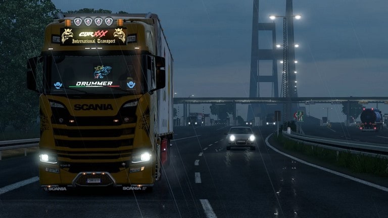 Euro Truck Simulator 2 تریلی در جاده ی بارانی