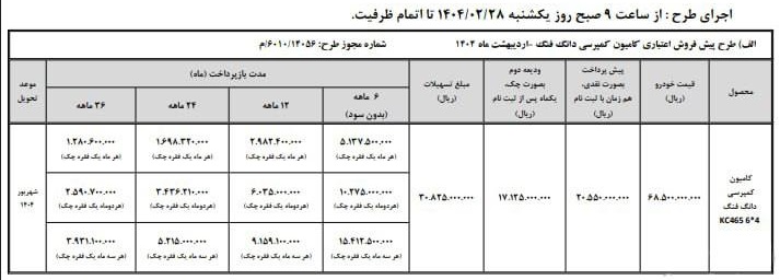 کمپرسی KC, فروش اقساطی کمپرسی KC, فروش اقساطی سایپا دیزل, فروش اقساطی سیپا دیزل اردیبهشت 1404