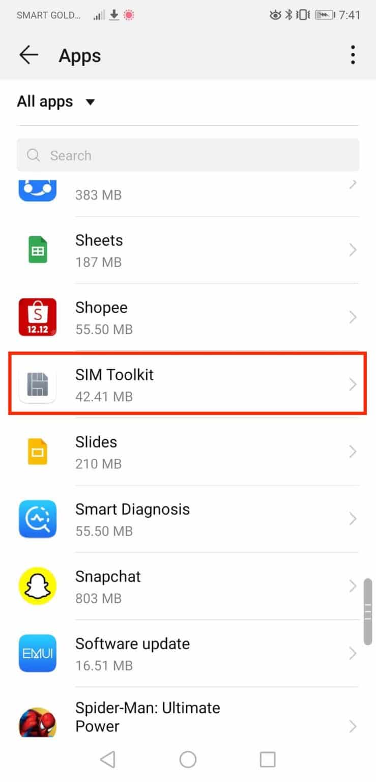 مرحله 3: SIM Toolkit را انتخاب کنید