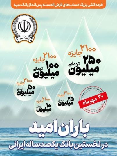 ۳۰ مهر‌ماه؛ آخرین مهلت شرکت در جشنواره حساب‌های قرض‌الحسنه پس انداز بانک سپه