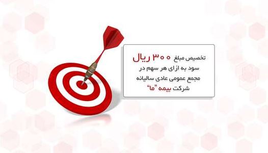 تخصیص مبلغ   ۳۰۰ ریال سود به ازای هر سهم در مجمع عمومی عادی سالیانه شرکت بیمه ما