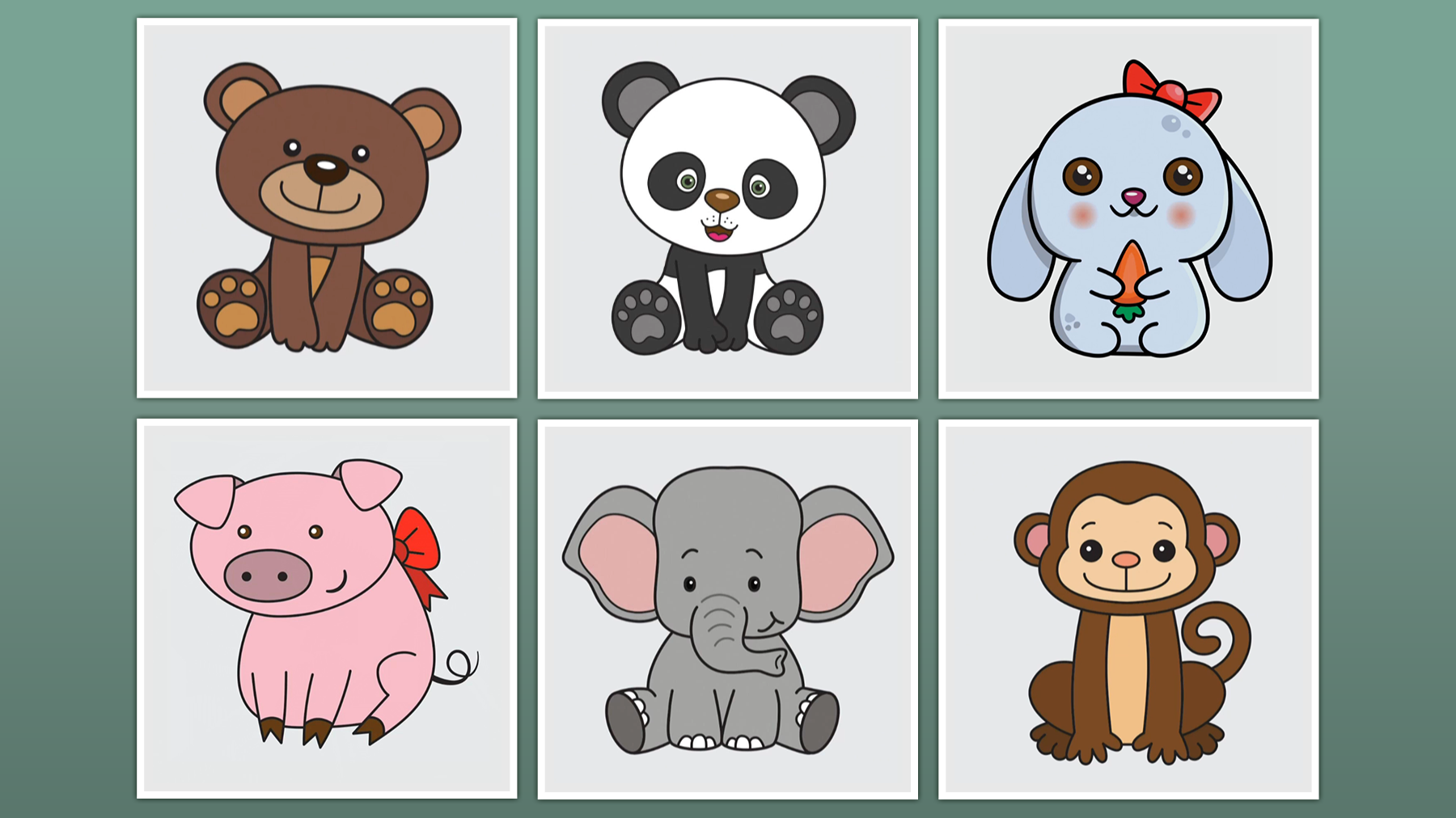 آموزش نقاشی شش حیوان ساده و آسان | نقاشی حیوانات