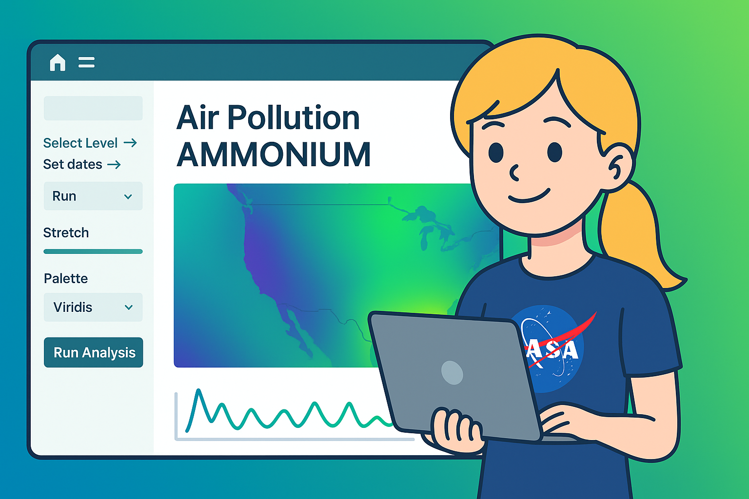 ????web Application AIR pollutant Ammonium  ☣Vertical column not surface pollution   ☢I had to multiply in 1000 000 000 to avoid get 0 in csv . So divide your csv in 1000 000 000   ⚠️LINK: https://mstafafarahani.users.earthengine.app/view/airqualityammoniumnh4   ????Table of content: https://github.com/mstafafarahani/Google-Earth-Engine-Application/blob/main/README.md    ????Contact: Mstafa.farahani@gmail.com Wa.me/+989381272118 github.com/mstafafarahani linkedin.com/in/mostafafarhani scholar.google.com/citations?user=qcN-Y1cAAAAJ&hl=en . . . + #climate  #airpollution #Air #pollution,  #water #pollution,  #Soilpollution,  #globalwarming,  #RemoteSensing,  #satelliteimagery,  #signalprocess, #Earthobservation,  #EarthMonitoring,  #environmentalmonitoring, #Atmospheric، #Hydrology، #Geospatialanalysis, #GIS, #forest، #drought, #CoastalMarine #Monitoring, #landuselandcover, #urbanheatisland , #agriculture, #Geography,  #earth , #Geospatial,  #Geosciences,  #EarthScience, #LiDAR,#sar,#waterresources