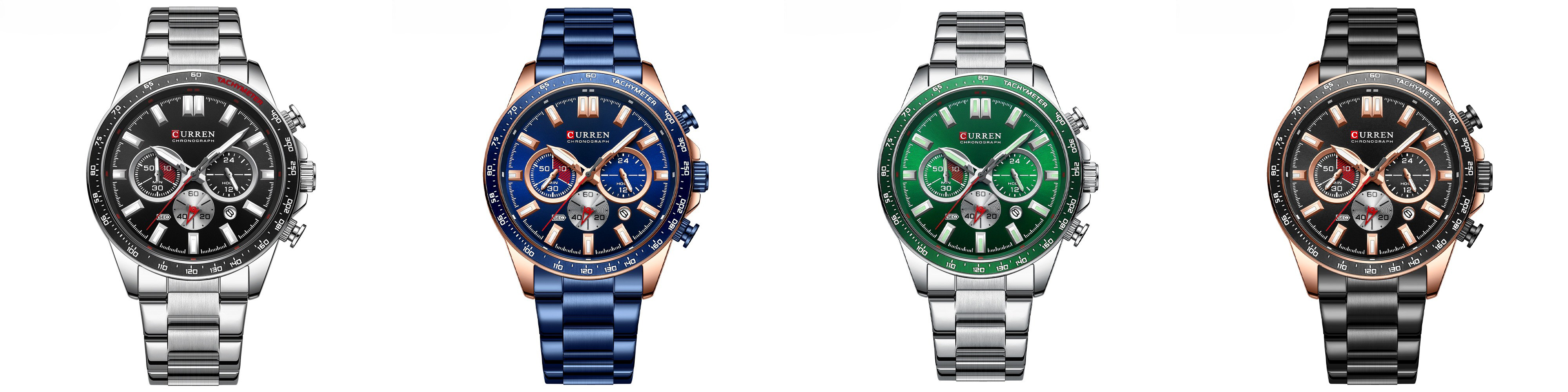 ساعت سه موتوره مردانه فول تایم کارن 8418 آبی-رزگلد (کورن CURREN)