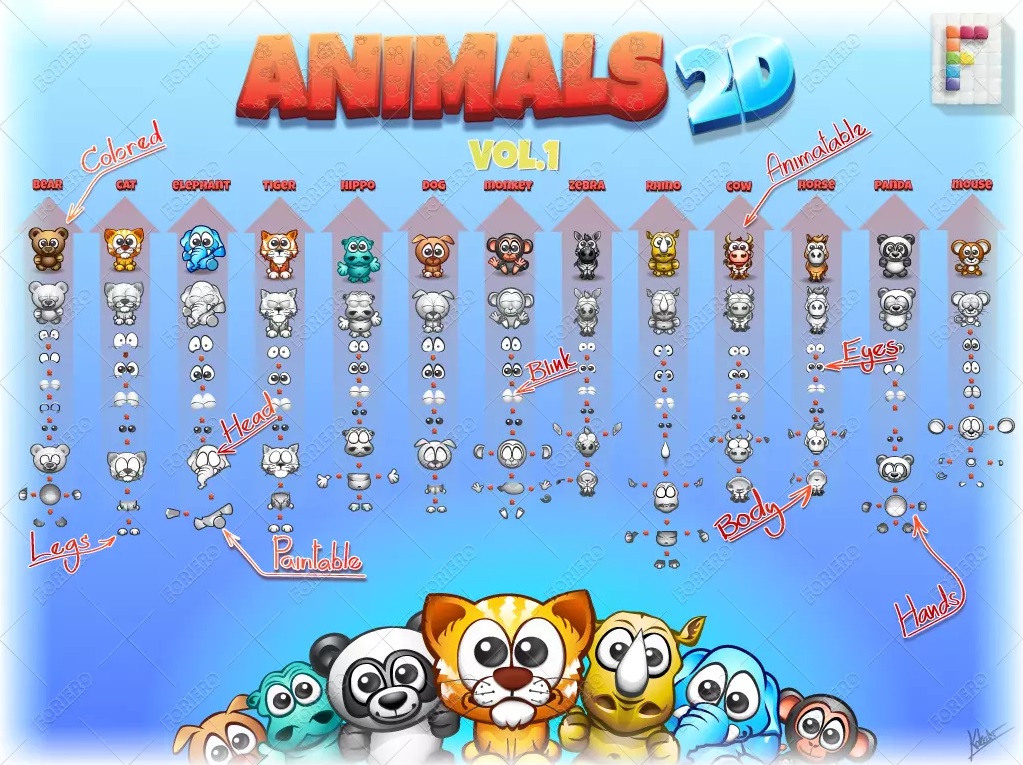 نمونه تصویر پکیج Animals 2D Vol. 1 v1.0