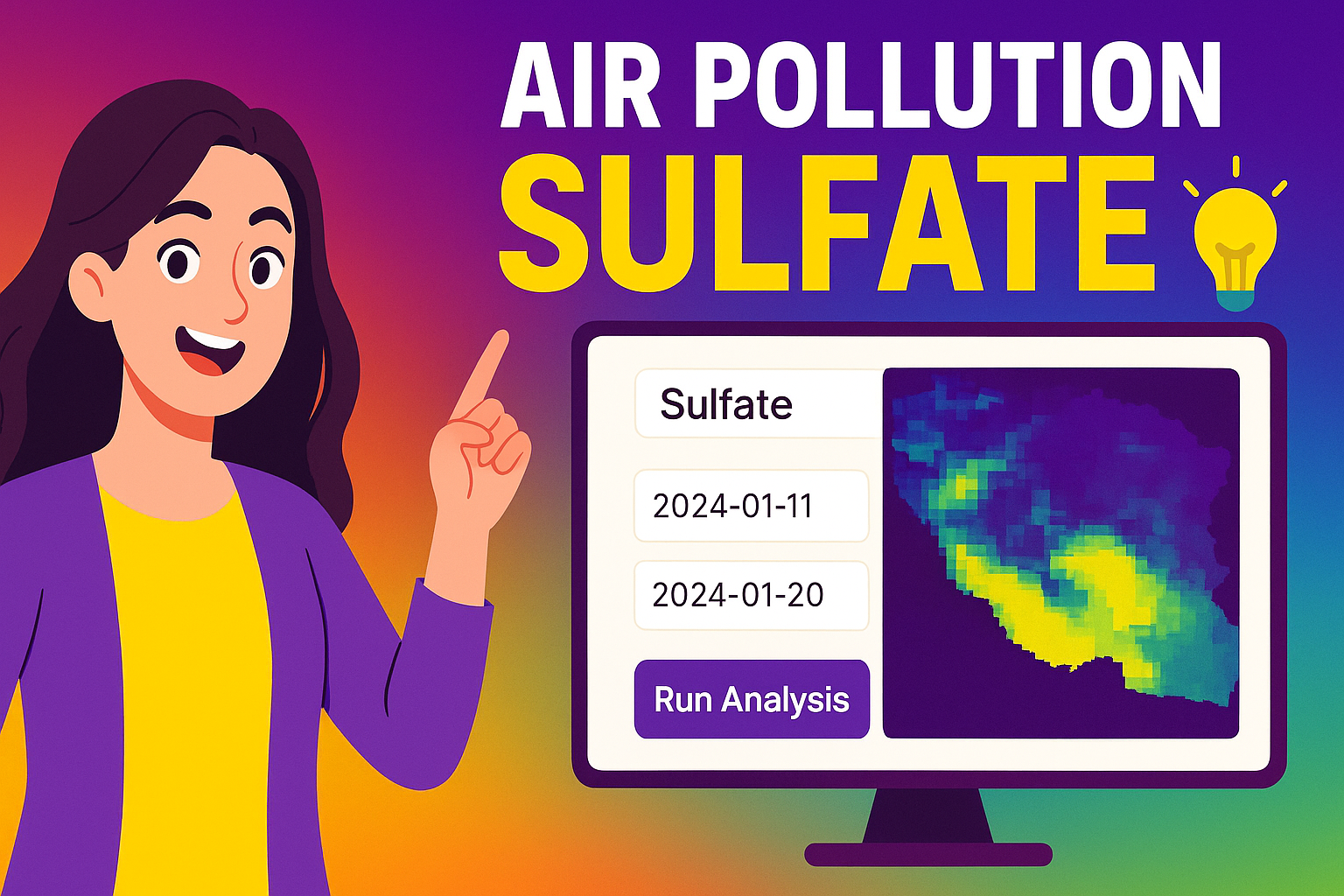 I create web Application free big data for AIR pollutant Sulfate SO⁴  LINK:https://mstafafarahani.users.earthengine.app/view/airqualitysulfate   Table of content: https://github.com/mstafafarahani/Google-Earth-Engine-Application/blob/main/README.md    Contact: Mstafa.farahani@gmail.com Wa.me/+989381272118 github.com/mstafafarahani linkedin.com/in/mostafafarhani scholar.google.com/citations?user=qcN-Y1cAAAAJ&hl=en . . . + #climate #Air #pollution,  #water #pollution,  #Soilpollution,  #globalwarming,  #RemoteSensing,  #satelliteimagery,  #signalprocess, #Earthobservation,  #EarthMonitoring,  #environmentalmonitoring, #Atmospheric، #Hydrology، #Geospatialanalysis, #GIS, #forest، #drought, #CoastalMarine #Monitoring, #landuselandcover, #urbanheatisland , #agriculture, #Geography,  #earth , #Geospatial,  #Geosciences,  #EarthScience, #LiDAR , #sar , #waterresources