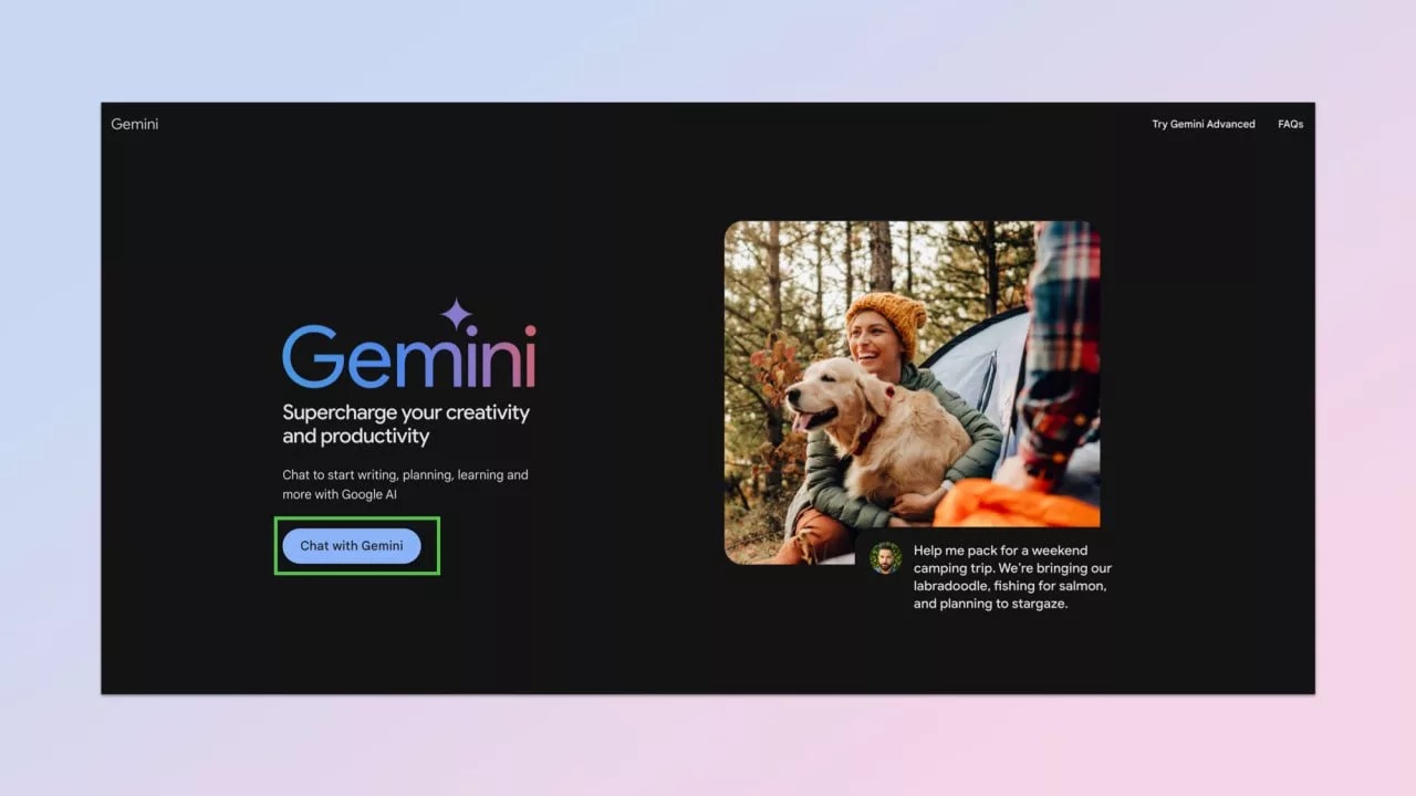 صفحه اصلی هوش مصنوعی Gemini گوگل