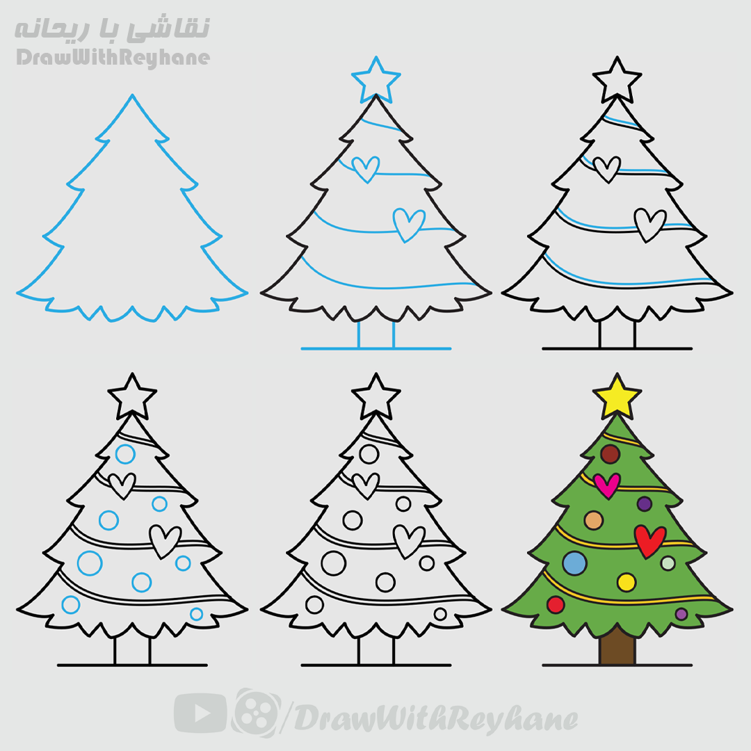 آموزش نقاشی درخت کریسمس | نقاشی کریسمس