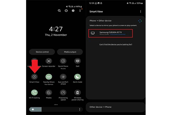 اتصال گوشي سامسونگ به تلويزيون از طريق smart view