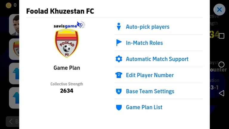 راهنمای بازی ای فوتبال 2024 موبایل efootball 2024 mobile فولاد خوزستان ترکیب تیم و تنظیمات