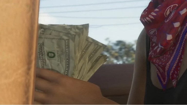 لوسیا با بسته ای دلار در دست جی تی ای 6