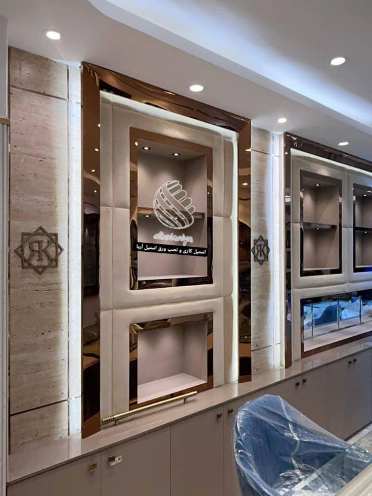 اجرا دکور استيل فروشگاه طلا فروشی