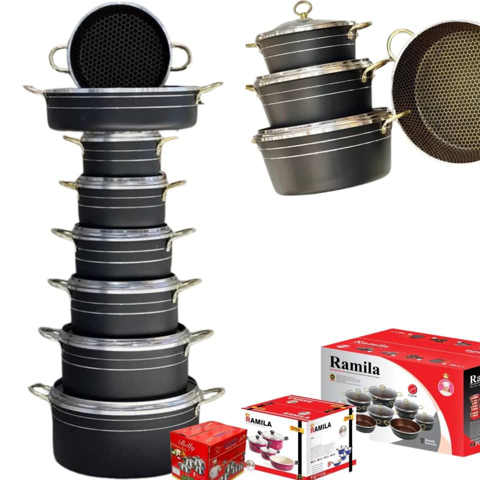 تولیدی سرویس قابلمه چهارده پارچه زنبوری دسته طلایی ارزان برای صادرات رامیلا 09381272118 , 