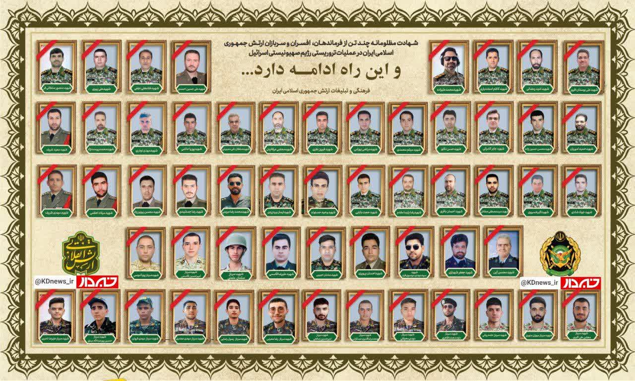 لیست شهدای ارتش- بر اثر حمله رژیم صهیونیستی