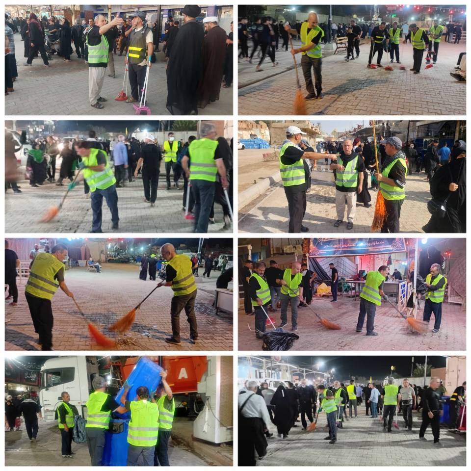 خدمات شبانه‌روزی خادمین منطقه۹ به زوار اربعین حسینی در شهر سامرا