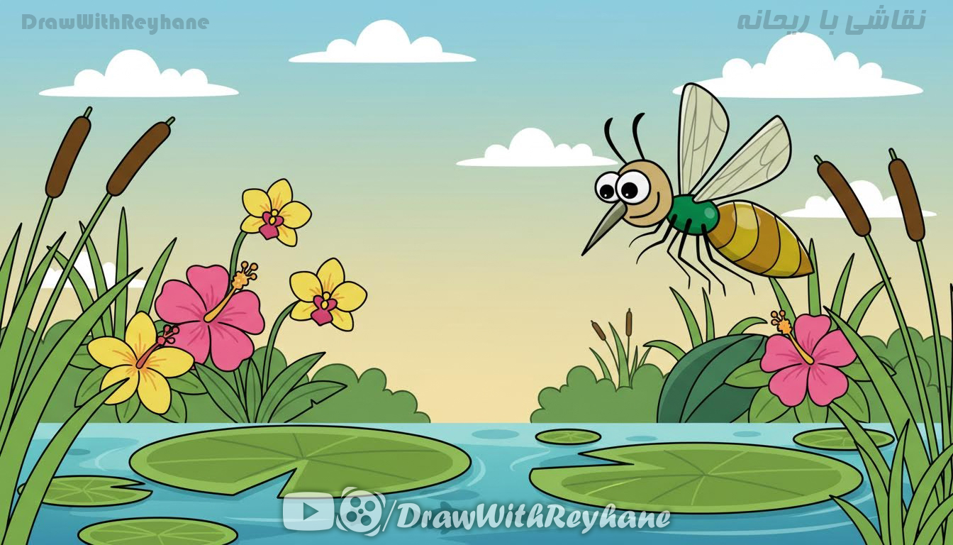 آموزش نقاشی پشه | نقاشی حشرات