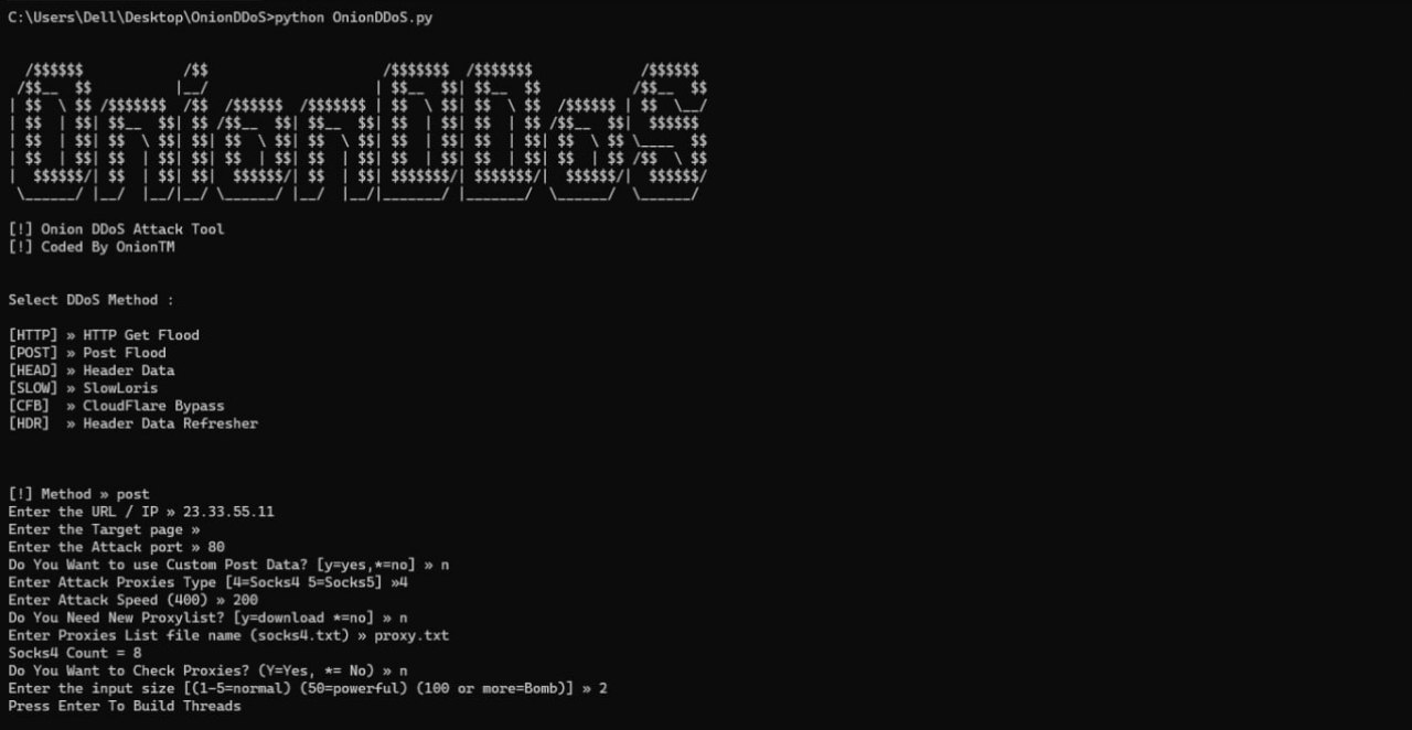 GitHub - OnionTM/OnionDDoS: Powerful Python DDoS Script