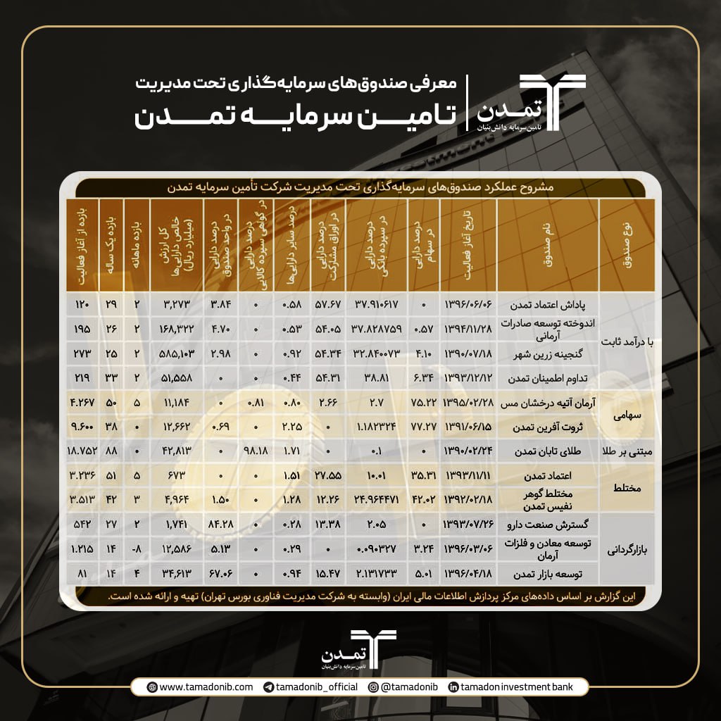 تنوع مدیریت دارایی در صندوق‌های تأمین سرمایه تمدن