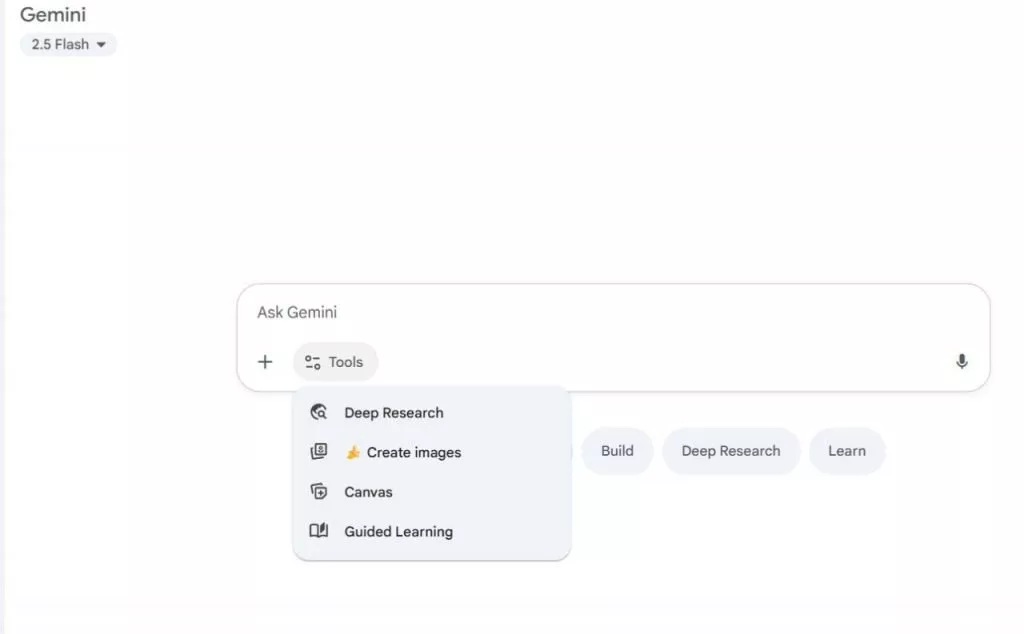 «نمایی از محیط تولید تصویر با هوش مصنوعی جمینای گوگل»