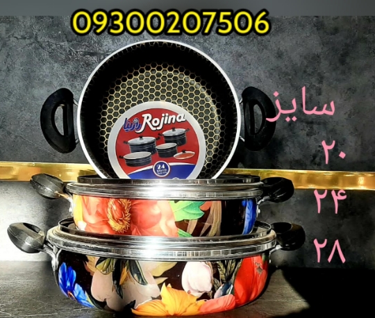 سه تابه دو دسته گلدار سه تا ماهیتابه گلدار طرح چدن در سایز ها و مدل های متنو بسته به فروش شما تولید می شود