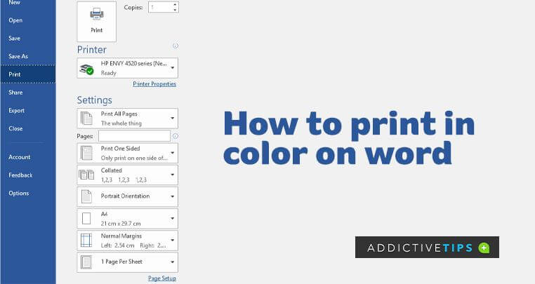 How To Change To Print In Color In Word