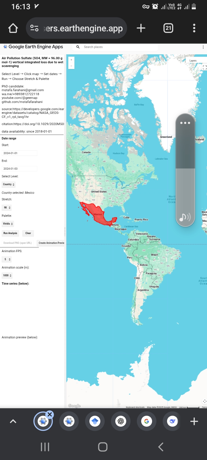 web Application AIR pollutantso²  https://mstafafarahani.users.earthengine.app/view/airqualityso2   Table of content: https://github.com/mstafafarahani/Google-Earth-Engine-Application/blob/main/README.md    Contact: Mstafa.farahani@gmail.com Wa.me/+989381272118 github.com/mstafafarahani linkedin.com/in/mostafafarhani scholar.google.com/citations?user=qcN-Y1cAAAAJ&hl=en . . . + #climate #Air #pollution,  #water #pollution,  #Soilpollution,  #globalwarming,  #RemoteSensing,  #satelliteimagery,  #signalprocess, #Earthobservation,  #EarthMonitoring,  #environmentalmonitoring, #Atmospheric، #Hydrology، #Geospatialanalysis, #GIS, #forest، #drought, #CoastalMarine #Monitoring, #landuselandcover, #urbanheatisland , #agriculture, #Geography,  #earth , #Geospatial,  #Geosciences,  #EarthScience, #LiDAR,#sar,#waterresources