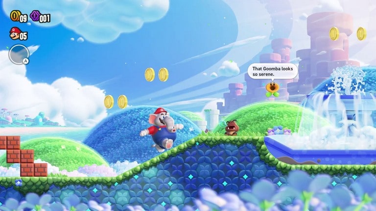 فیل ماریو در حال دویدن در دشت سبز بررسی بازی Super Mario Bros Wonder