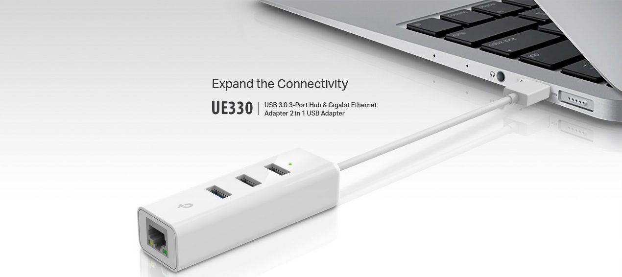 هاب USB 3.0 سه پورت و کارت شبکه تی پی لینک مدل UE330