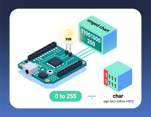 نوع داده unsigned char در آردوینو — آموزش کامل برای مبتدی‌ها